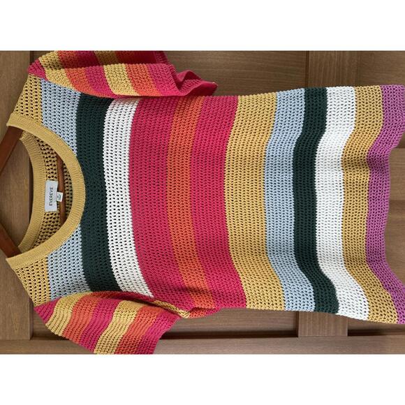 Evereve Haven Crochet Knit Flutter Short Sleeve Sweater Women’s size Medium - Picture 5 of 12